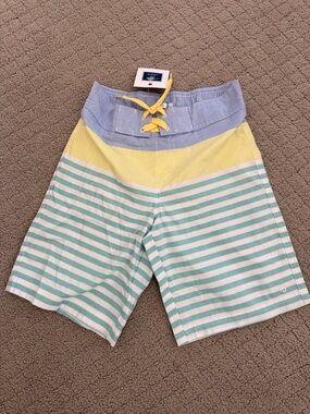 NWT Janie and Jack Pastel Stripe Boys' Swim Trunks